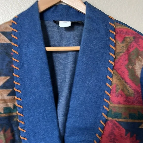 Diamond L Western Wear Patterned Denim Jean Jacket sz L - Picture 6 of 9